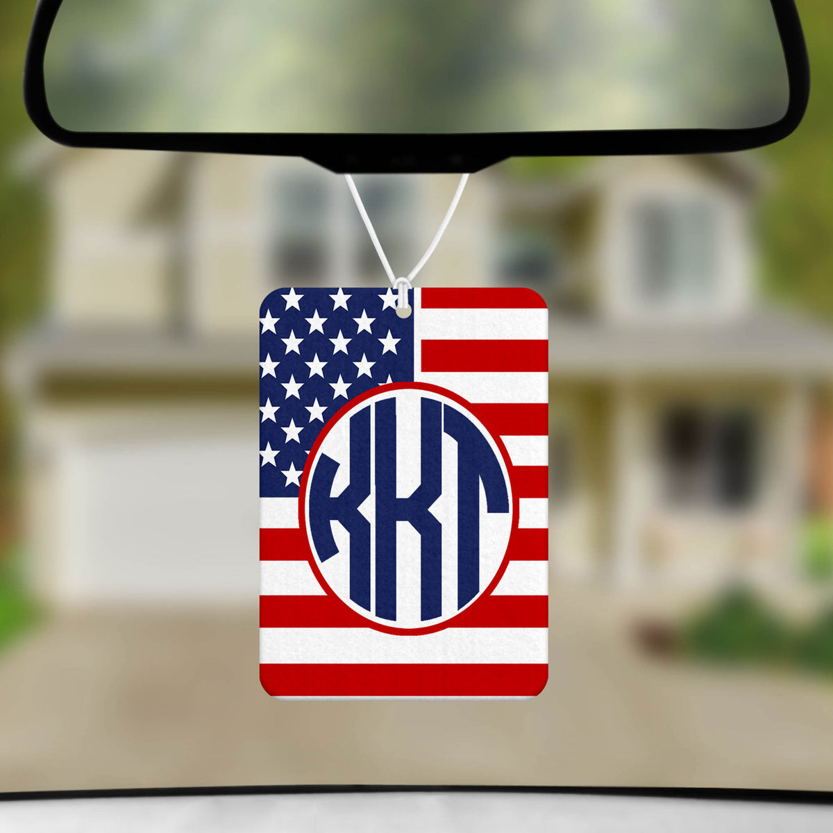 Personalized Air Fresheners | Set of 2 | Custom Car Accessories | American Flag Monogram