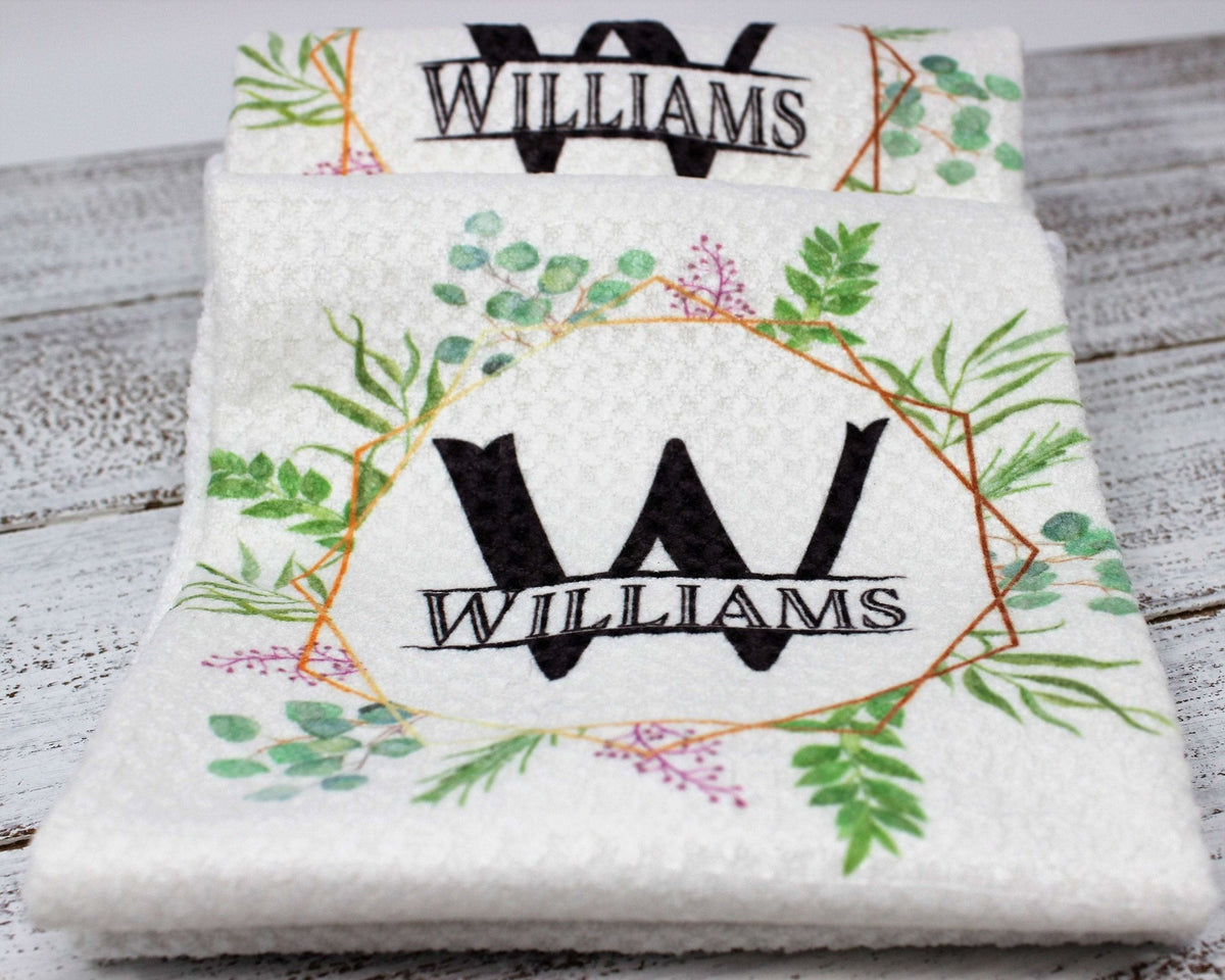 Dishcloths &amp; Kitchen Towels | Personalized Hand Towel Waffle Textured | Custom Kitchen Gifts | Spring Wreath | This and That Solutions | Personalized Gifts | Custom Home Décor