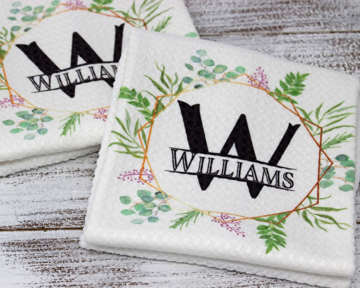 Dishcloths &amp; Kitchen Towels | Personalized Hand Towel Waffle Textured | Custom Kitchen Gifts | Spring Wreath | This and That Solutions | Personalized Gifts | Custom Home Décor