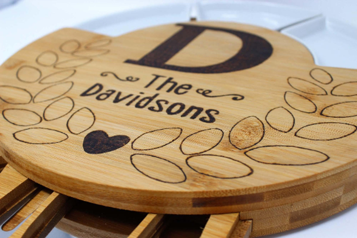 Monogrammed Cheese board | Personalized Cheese Board Set | Custom Cheese Board | Wooden Cheese Board | Charcuterie Board | Round - This &amp; That Solutions - Monogrammed Cheese board | Personalized Cheese Board Set | Custom Cheese Board | Wooden Cheese Board | Charcuterie Board | Round - Personalized Gifts &amp; Custom Home Decor