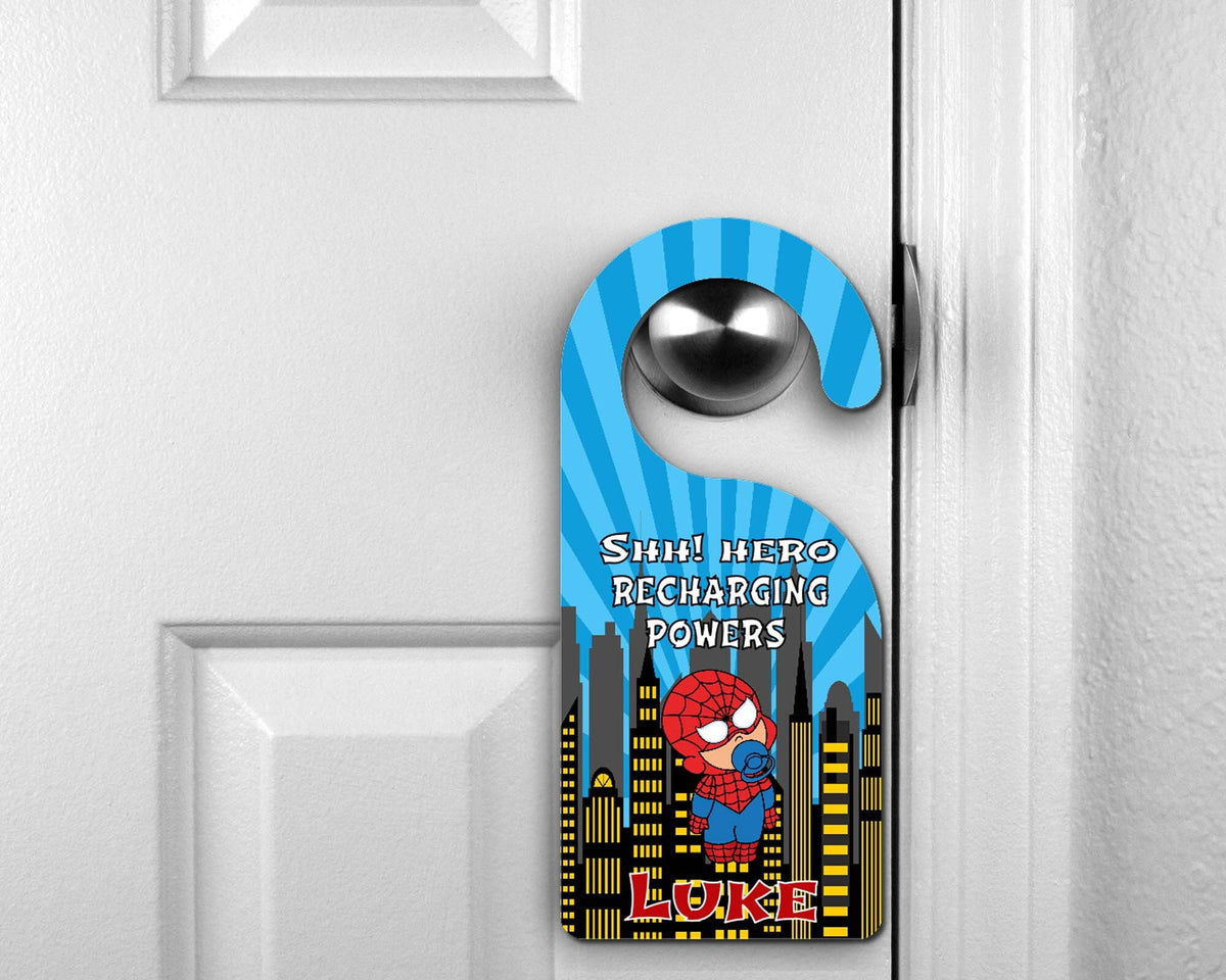 Custom Door Hanger |  Personalized Bedroom Sign | Baby Spidey