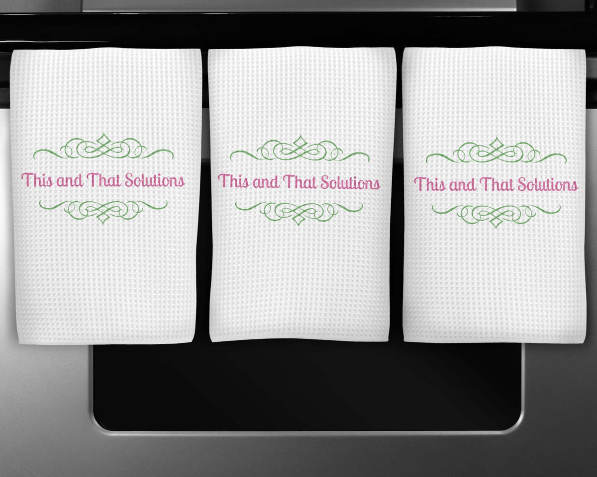 Dishcloths &amp; Kitchen Towels | Personalized Hand Towel Waffle Textured | Custom Kitchen Gifts | Company Logo | This and That Solutions | Personalized Gifts | Custom Home Décor