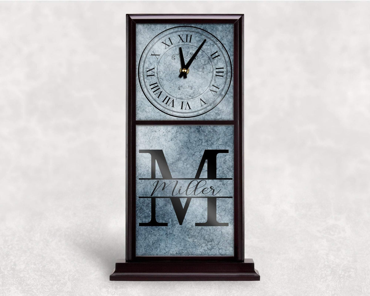 Personalized Mantle Clock | Custom Wall Decor | Blue Monogram - This &amp; That Solutions - Personalized Mantle Clock | Custom Wall Decor | Blue Monogram - Personalized Gifts &amp; Custom Home Decor