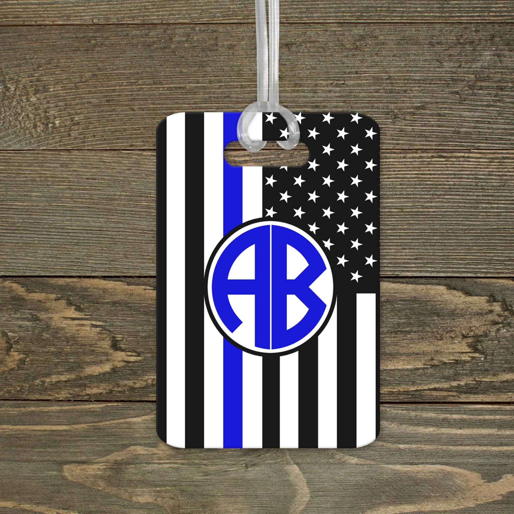 This & That Solutions - Personalized Luggage Tag | Custom Monogram Bag Tag | Police Blue Line - Personalized Gifts & Custom Home Decor