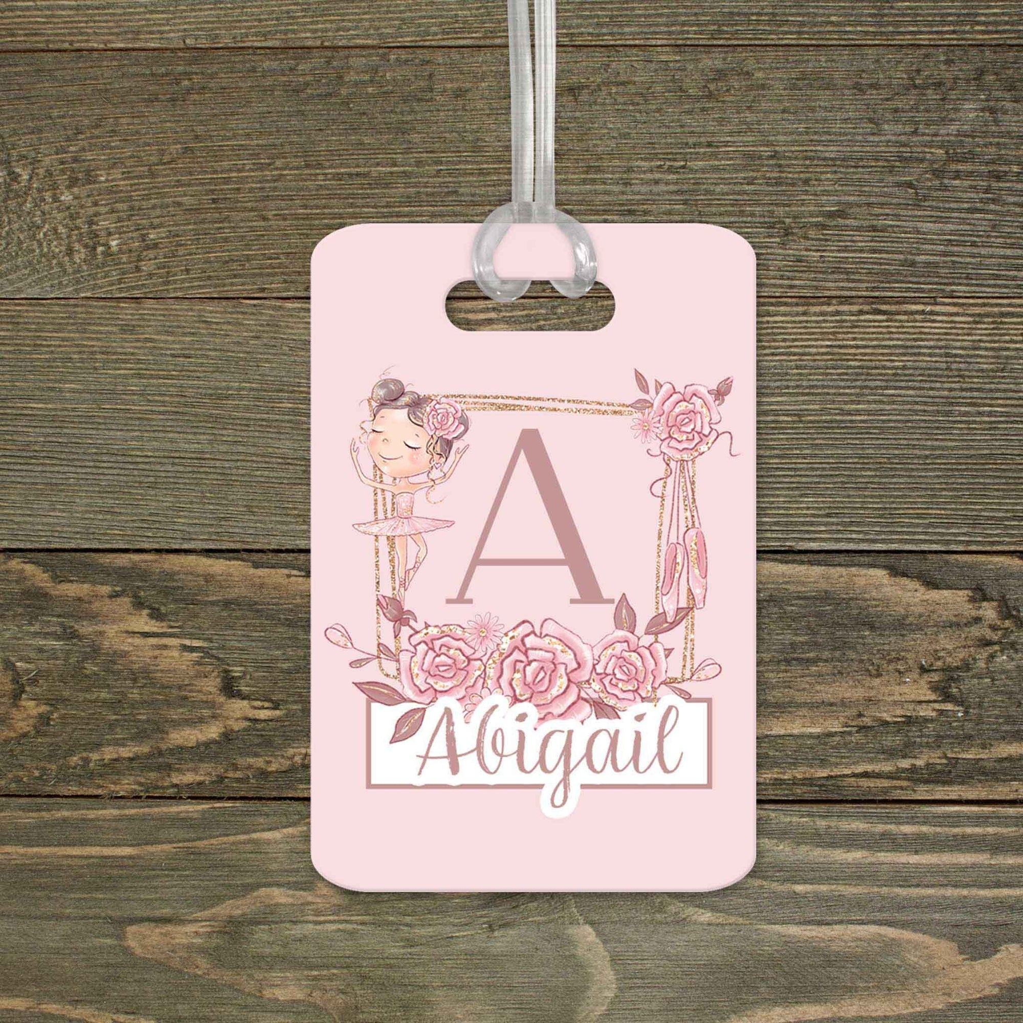 This & That Solutions - Personalized Luggage Tag | Custom Monogram Bag Tag | Ballerina Flower - Personalized Gifts & Custom Home Decor