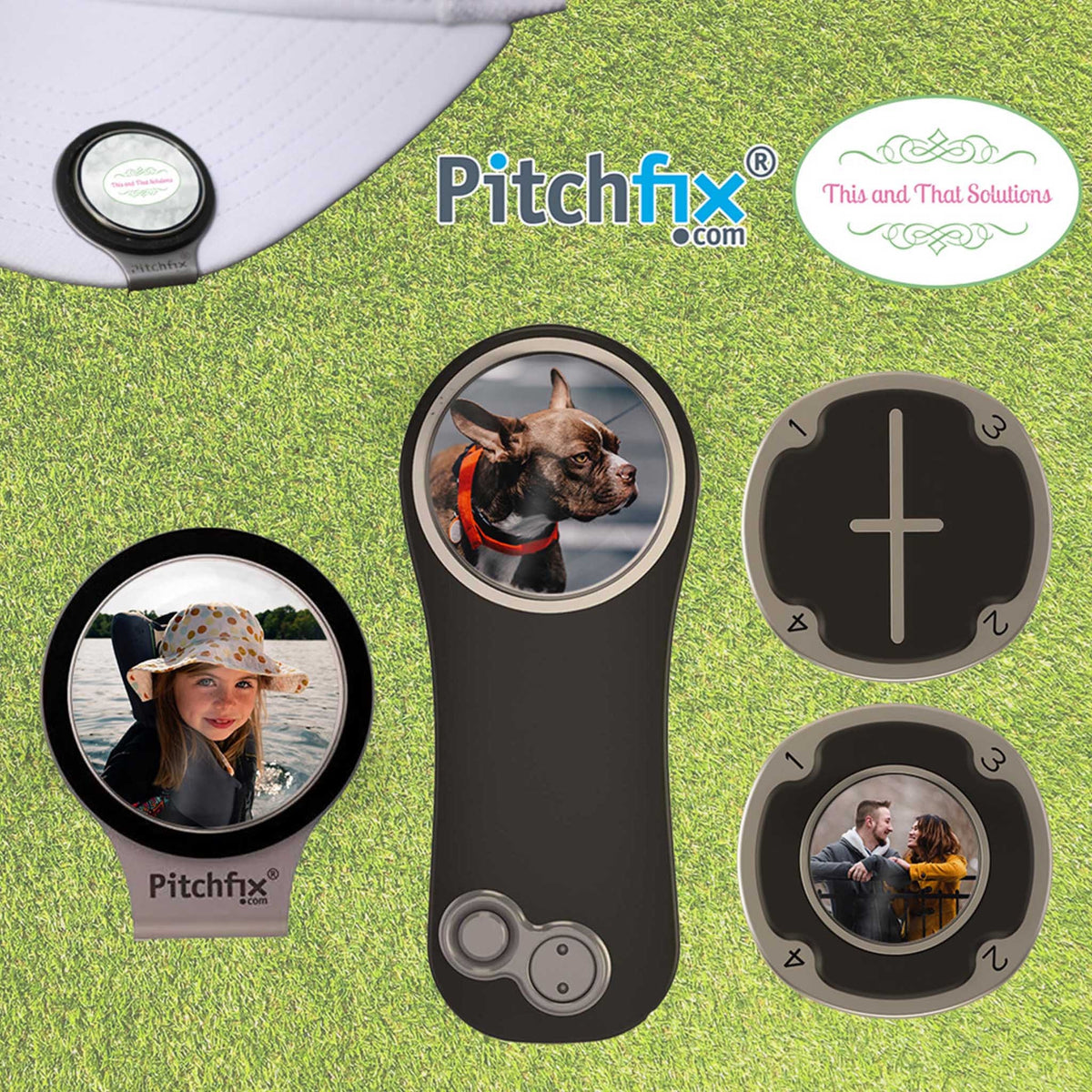 Custom Pitchfix Golf Accessories | Personalized Golf Hatclip | Blush Argyle