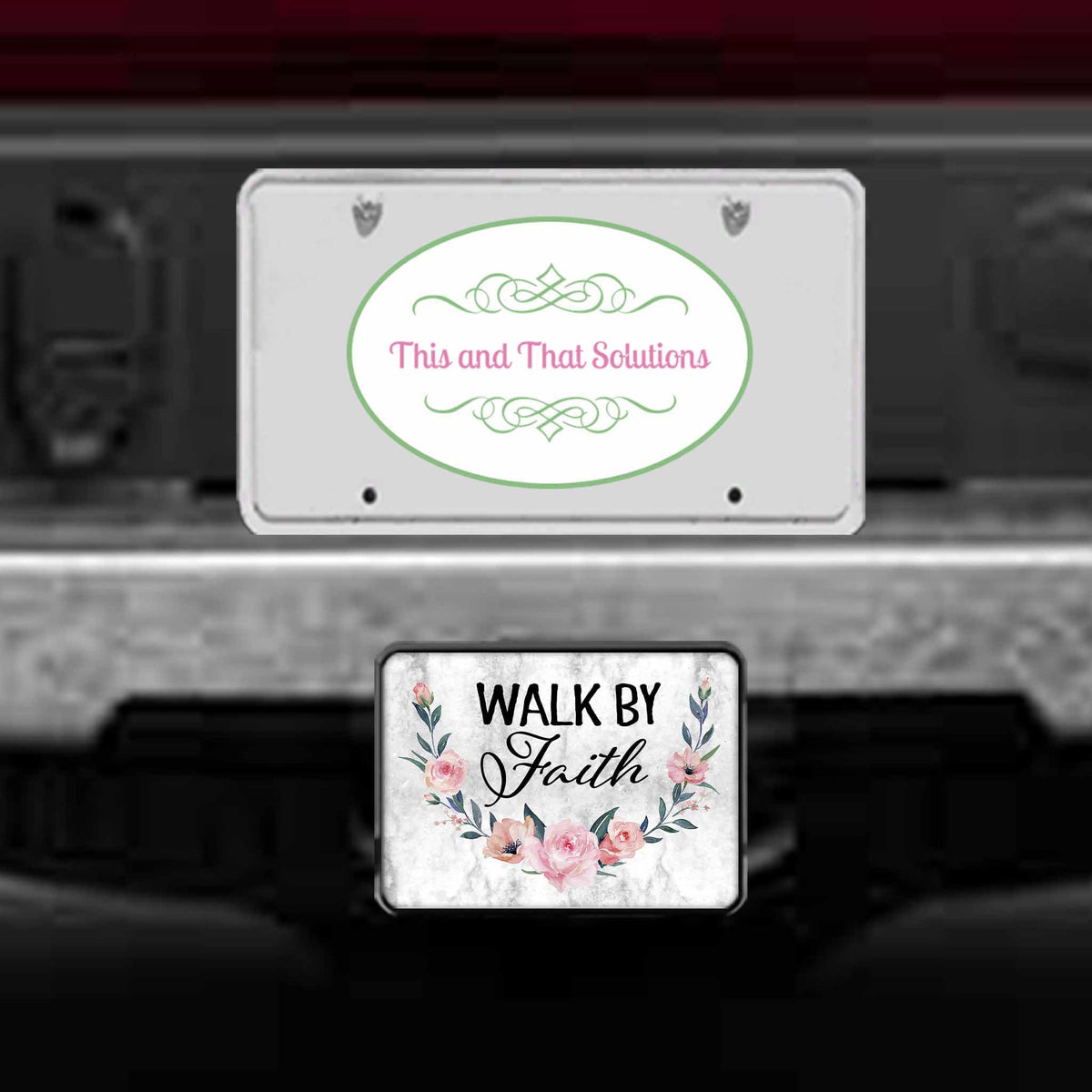 Personalized Trailer Hitch Cover | Custom Car Accessories | Walk by Faith