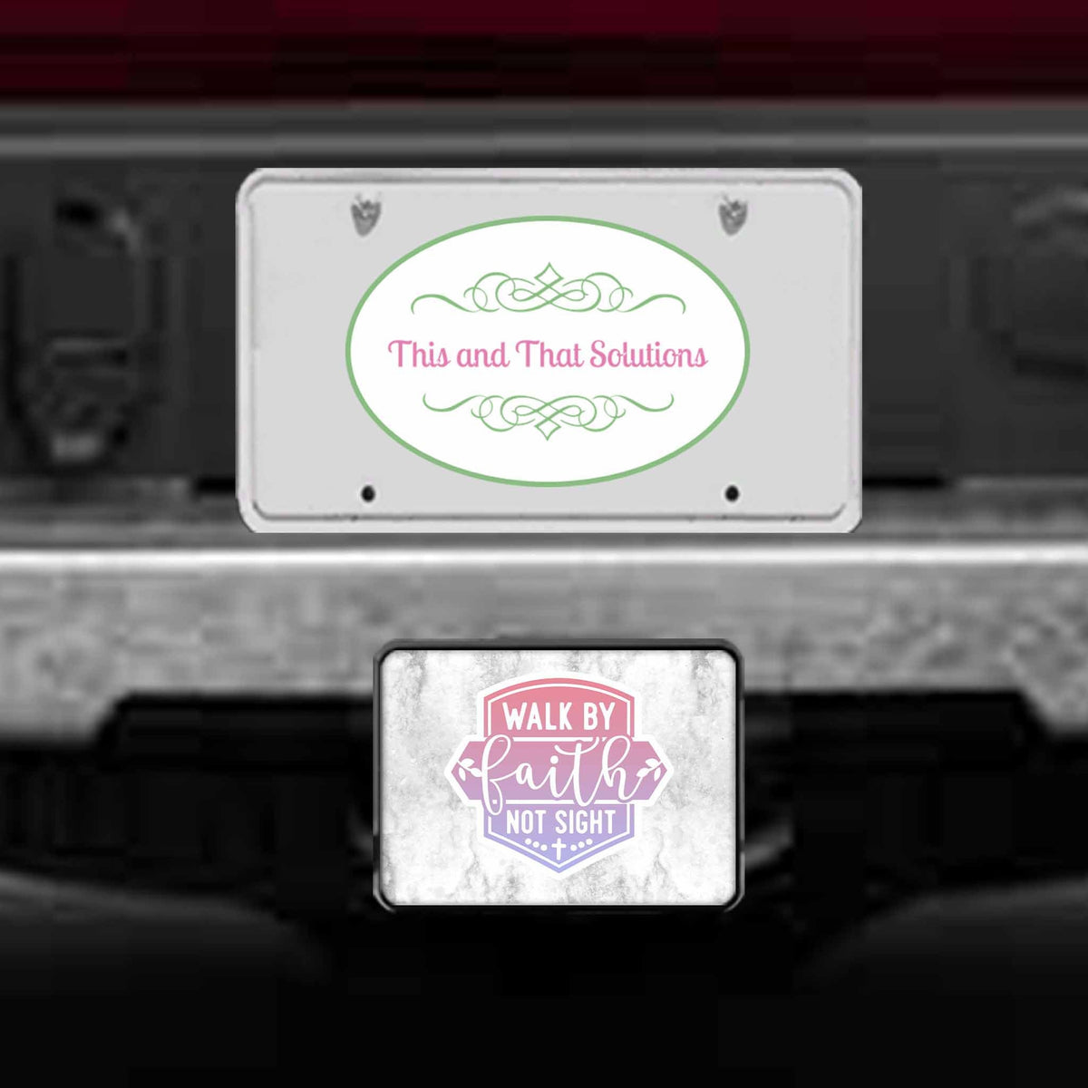 Personalized Trailer Hitch Cover | Custom Car Accessories | Walk by Faith Gradient
