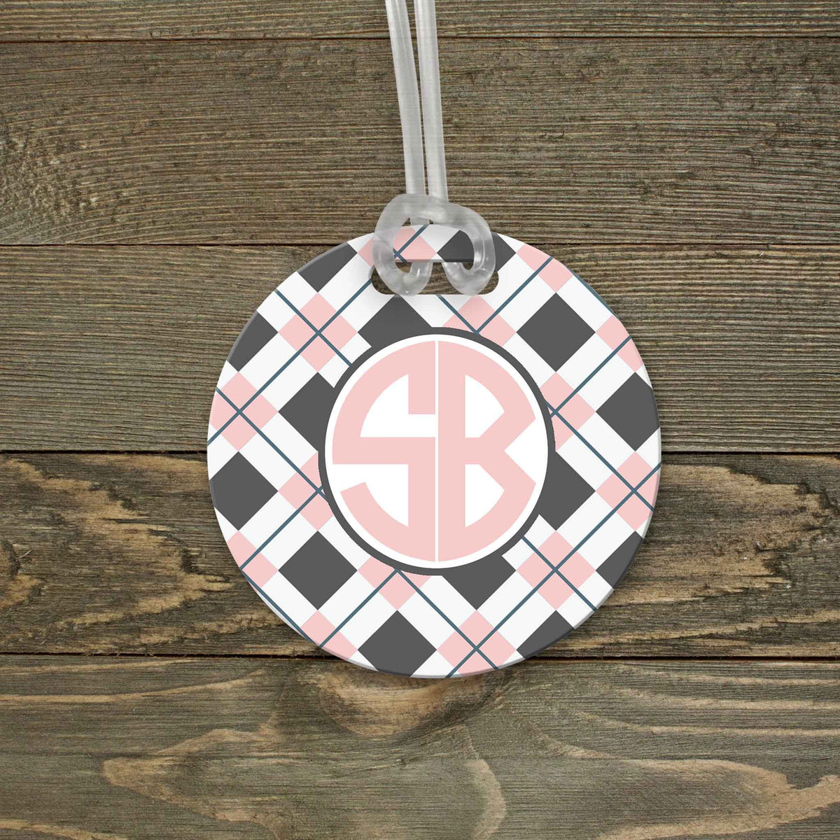 This &amp; That Solutions - Personalized Luggage Tag | Custom Monogram Bag Tag | Blush Argyle - Personalized Gifts &amp; Custom Home Decor