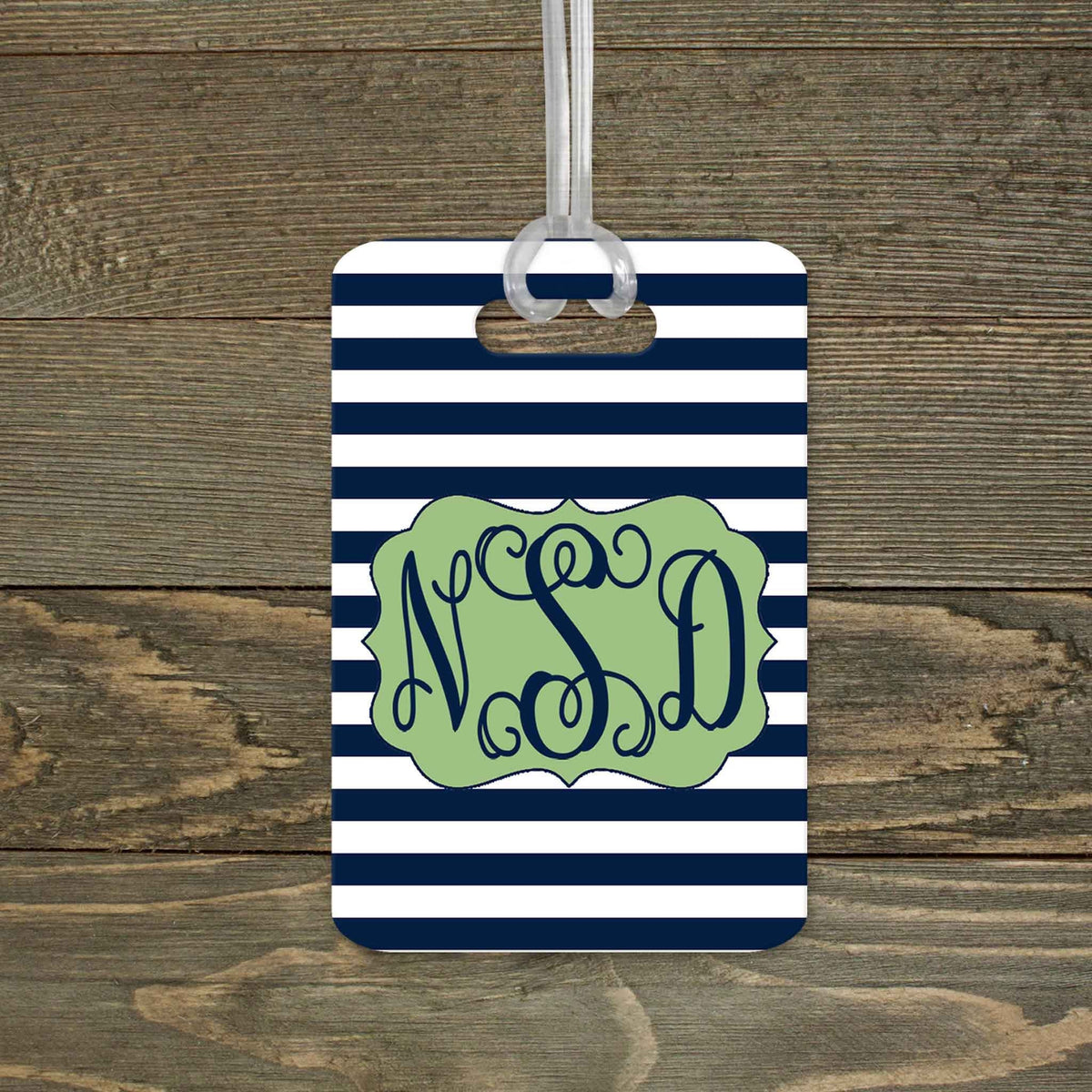 This &amp; That Solutions - Personalized Luggage Tag | Custom Monogram Bag Tag | Navy Stripes - Personalized Gifts &amp; Custom Home Decor
