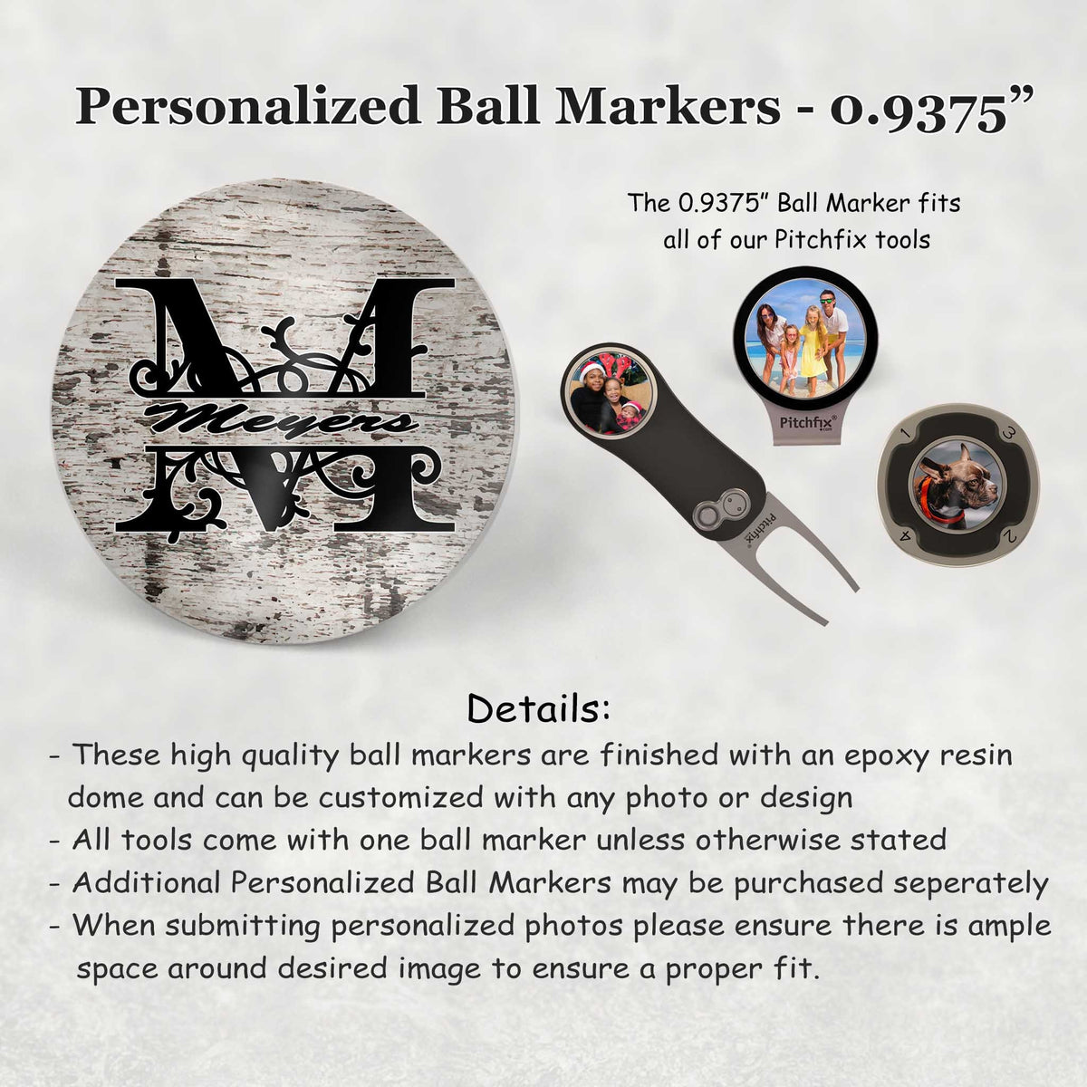 Custom Pitchfix Golf Accessories | Personalized Golf Hatclip | Distressed Wood Monogram