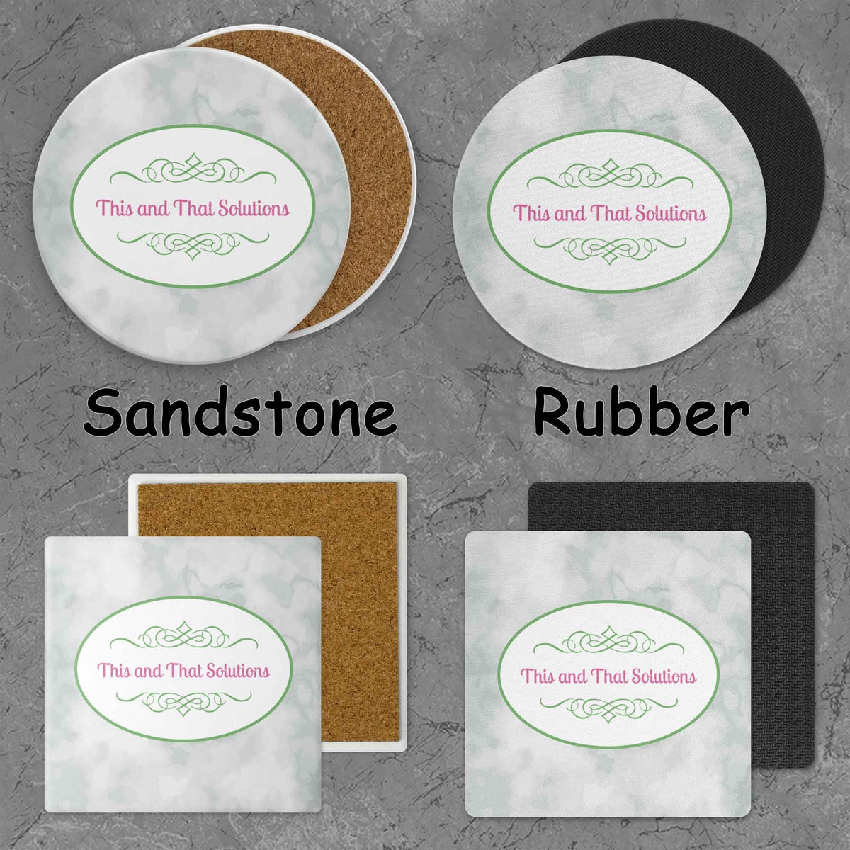 Personalized Coasters | Custom Stone Coaster Set | Company Logo | Set of 4