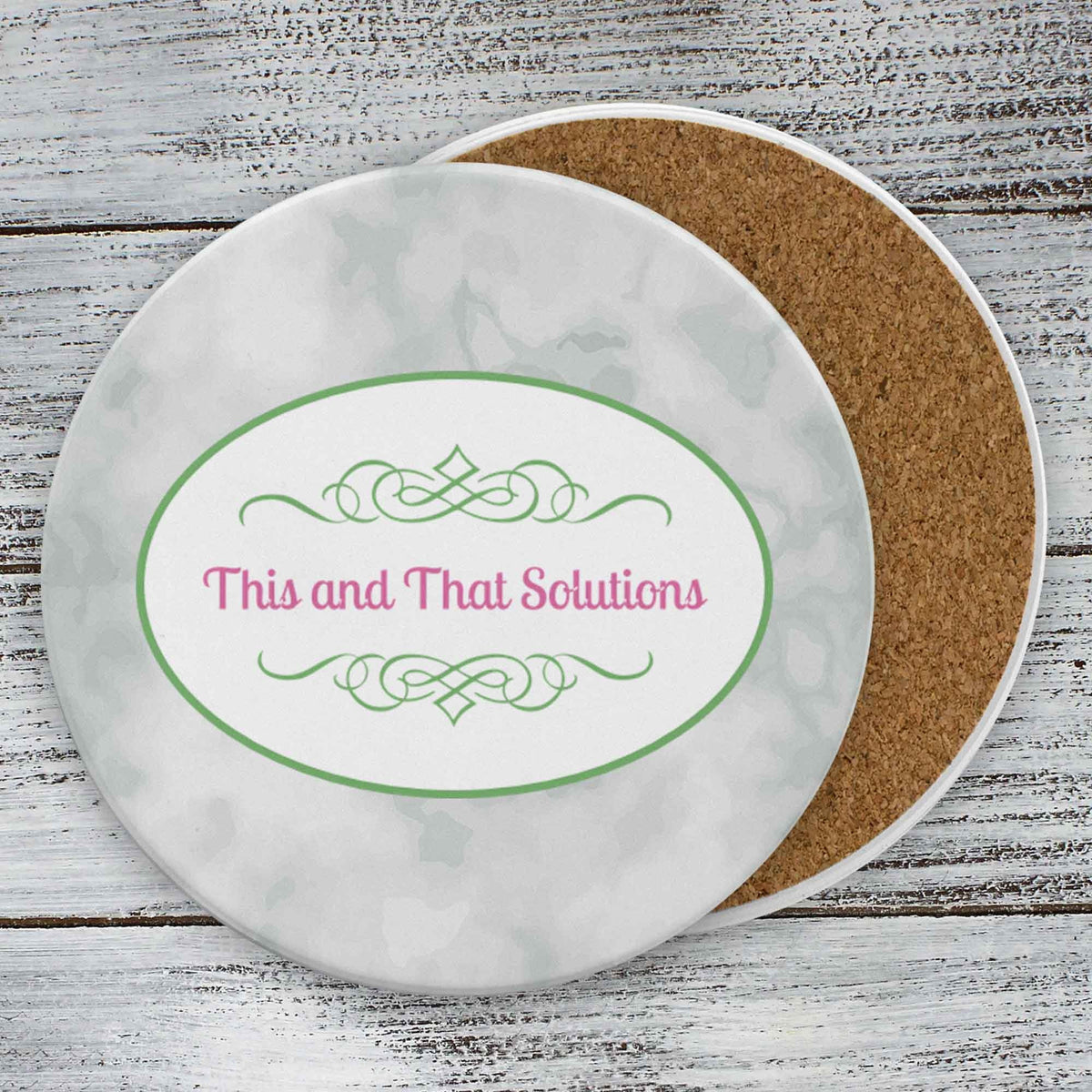 Personalized Coasters | Custom Stone Coaster Set | Company Logo | Set of 4