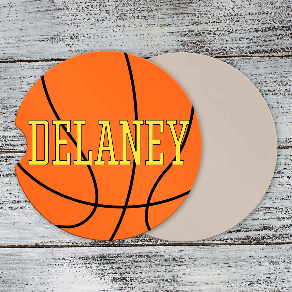 Personalized Car Coasters | Custom Car Accessories | Basketball | Set of 2