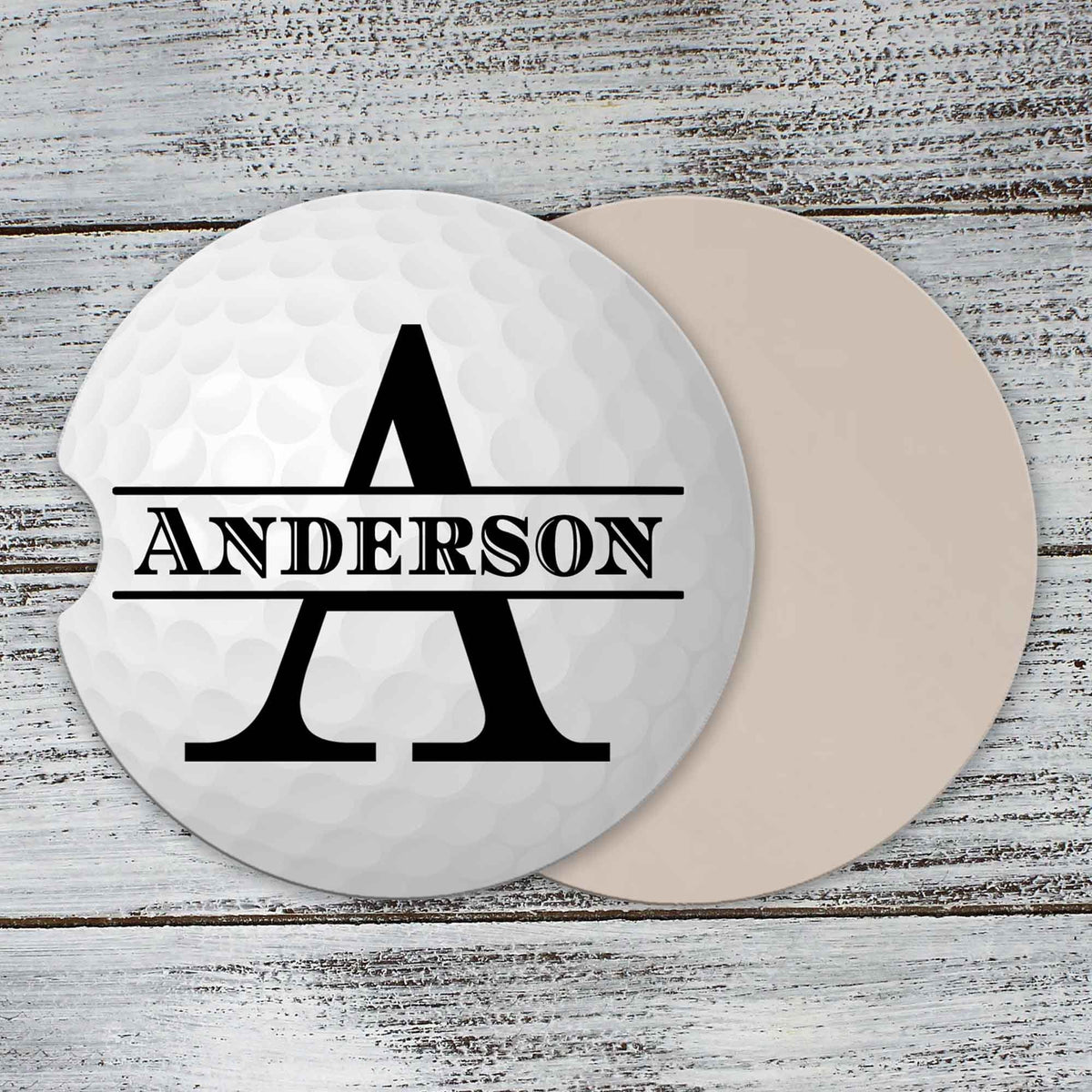 Personalized Car Coasters | Custom Car Accessories | Golf Ball Monogram | Set of 2