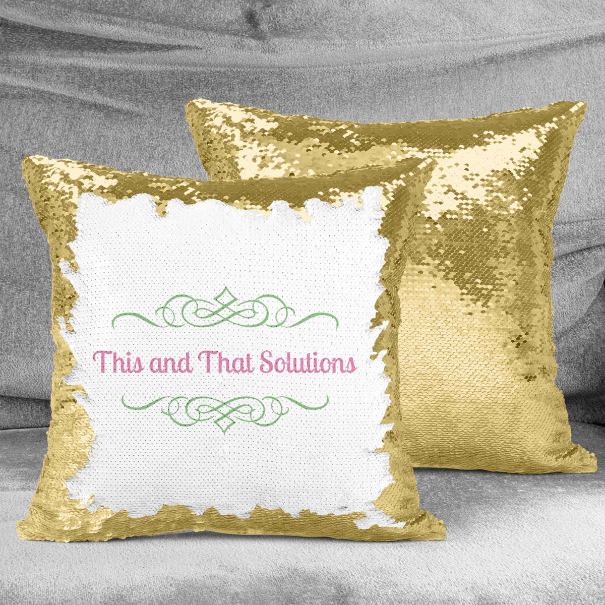 Personalized Sequin Throw Pillow | Custom Sequin Pillow | Company Logo