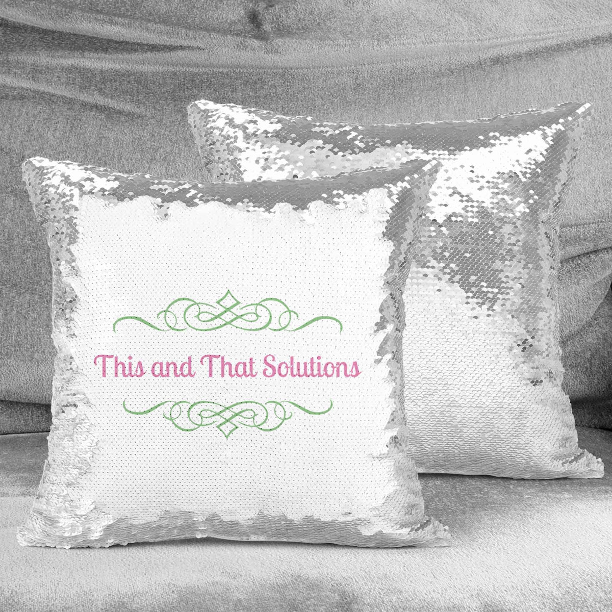 Personalized Sequin Throw Pillow | Custom Sequin Pillow | Company Logo