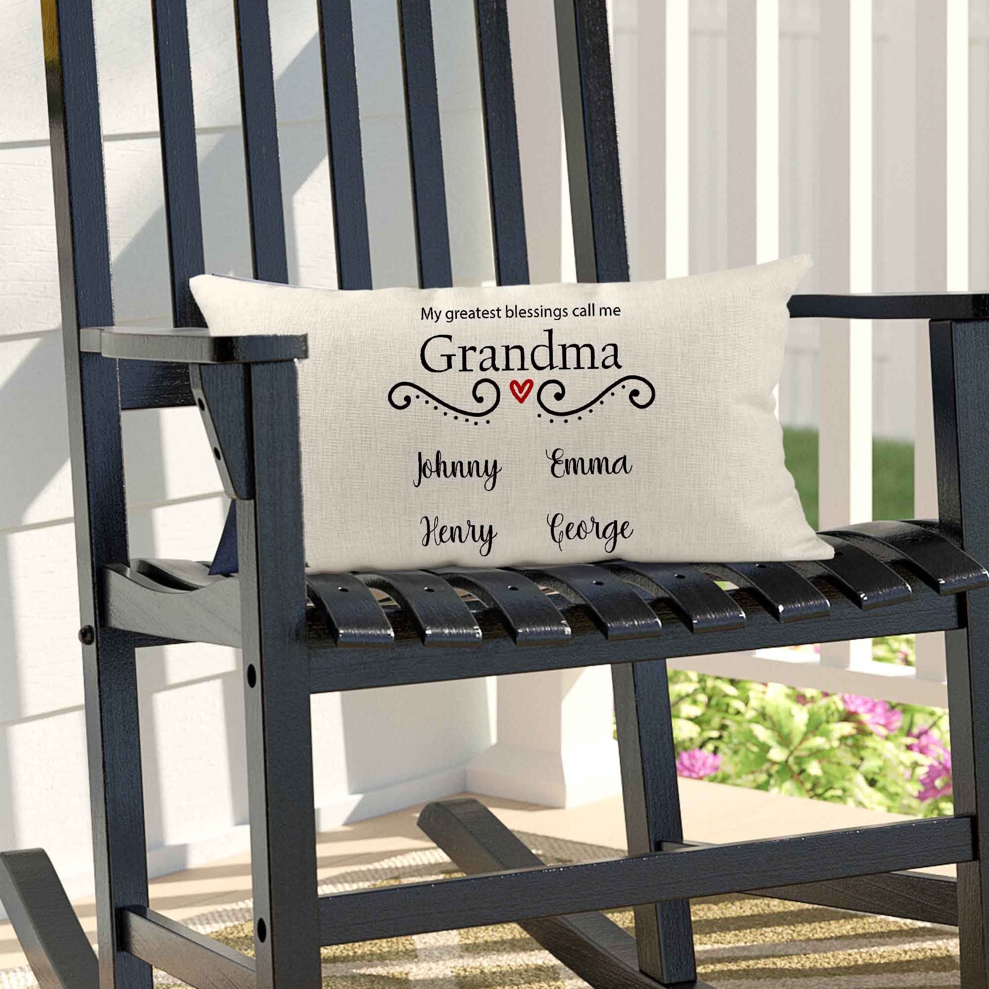 Personalized Lumbar Pillow | Custom Decorative Pillow | Grandma's Greatest Blessing