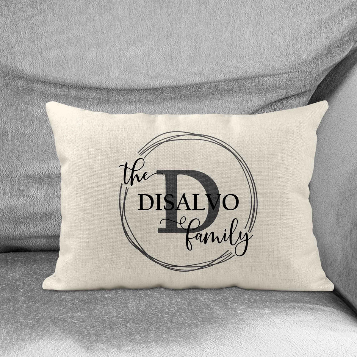 Personalized Lumbar Pillow | Custom Decorative Pillow | Family Vine Monogram