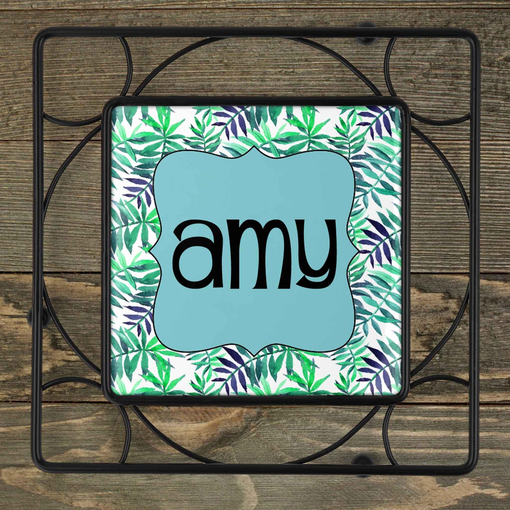 Personalized Iron Trivet | Custom Kitchen Gifts | Floral Fern