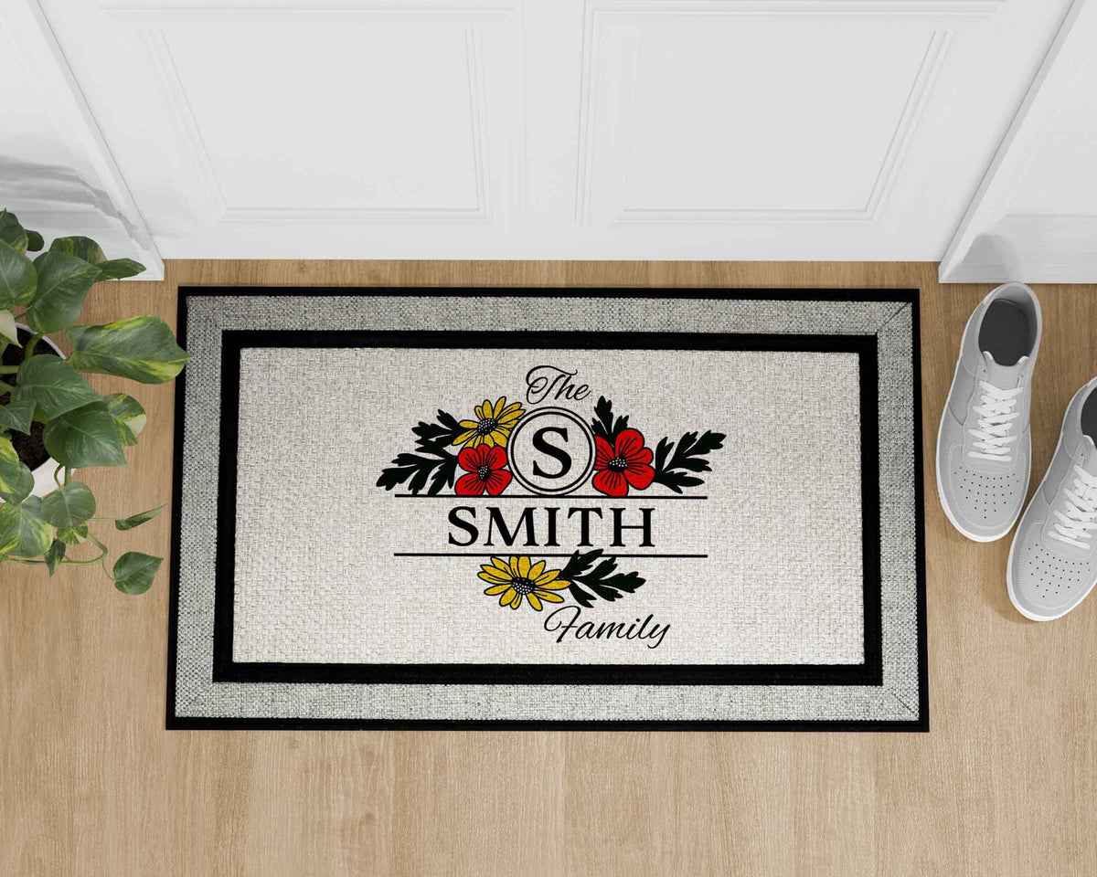 Personalized Doormat | Custom Door Mats | Summer Family Monogram Color