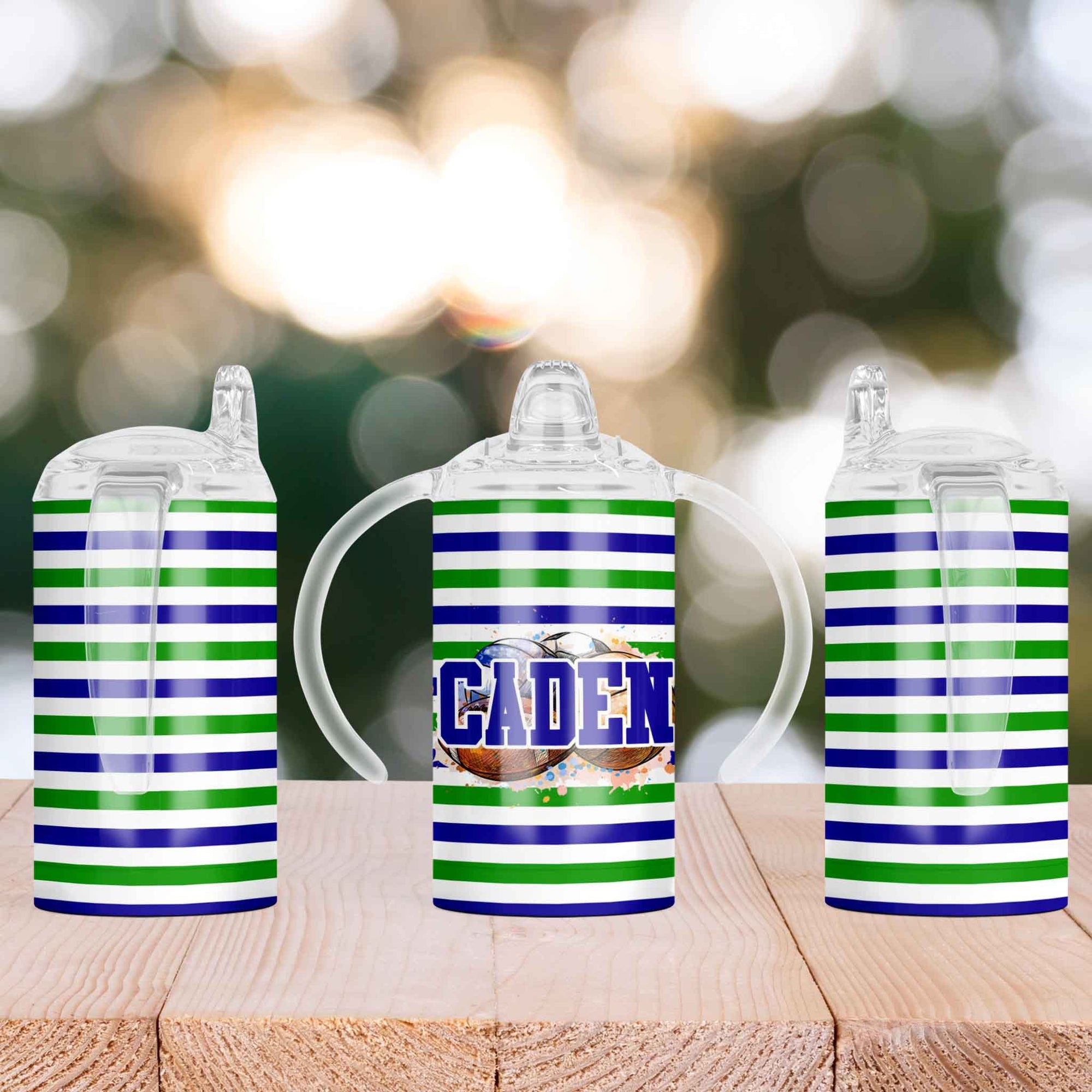 Custom Sippy Cup | Personalized Toddler Cup | Baby Gifts | Blue & Green Sports