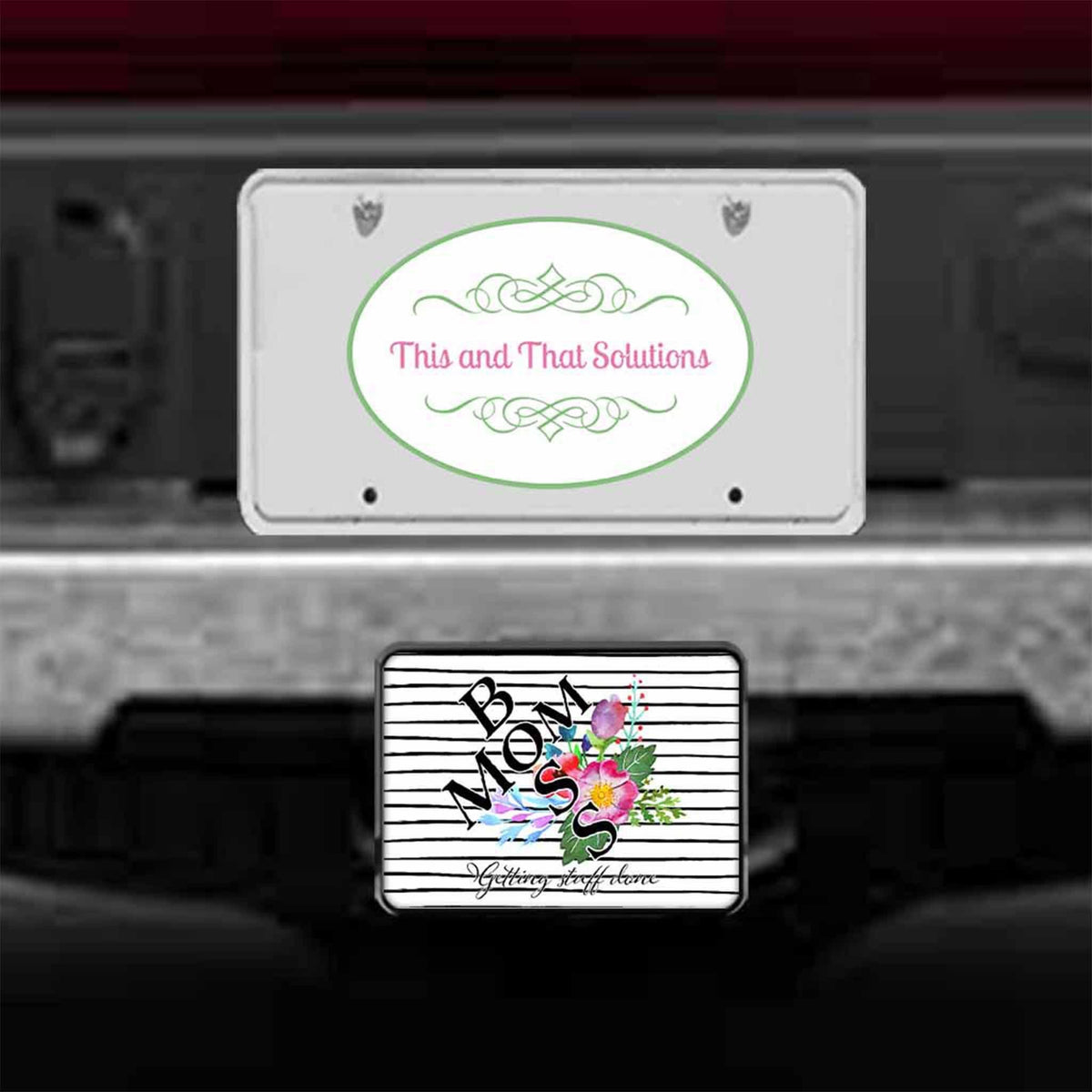 Personalized Trailer Hitch Cover | Custom Car Accessories | Mom Boss