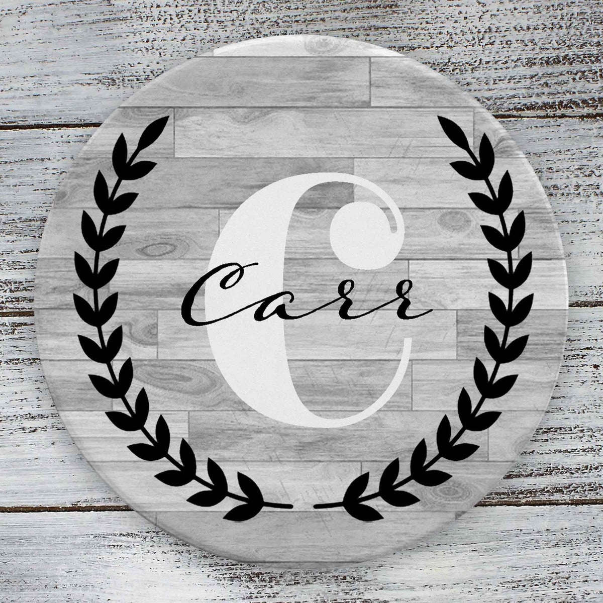 Personalized Coasters | Custom Stone Coaster Set | Laurel Wreath | Set of 4