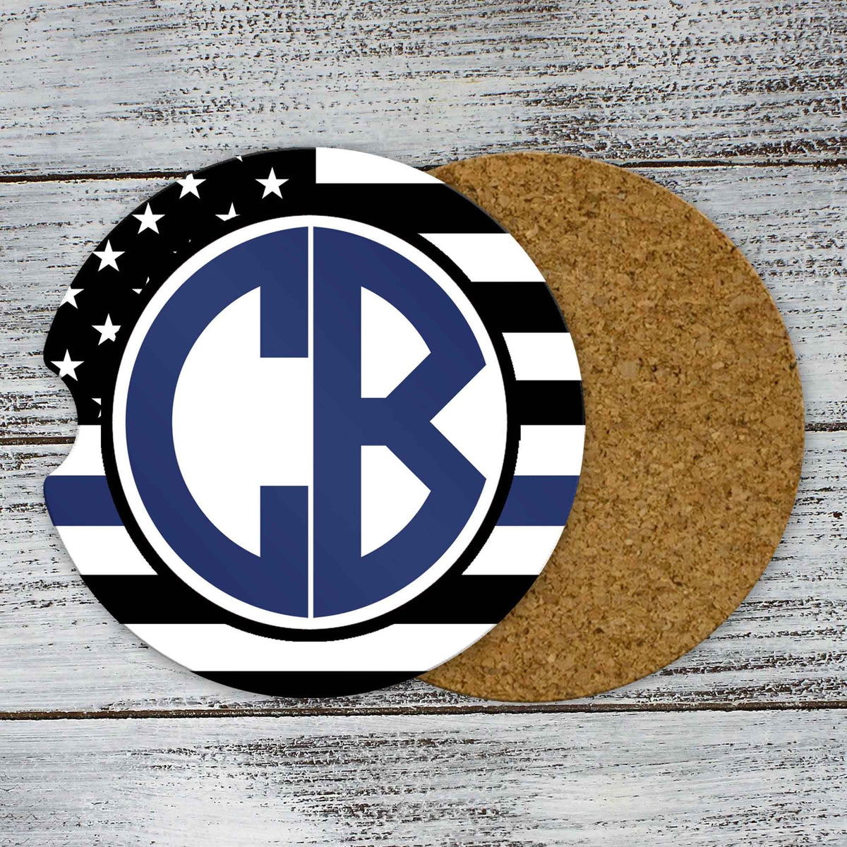 Personalized Car Coasters | Custom Car Accessories | Blue Line | Set of 2