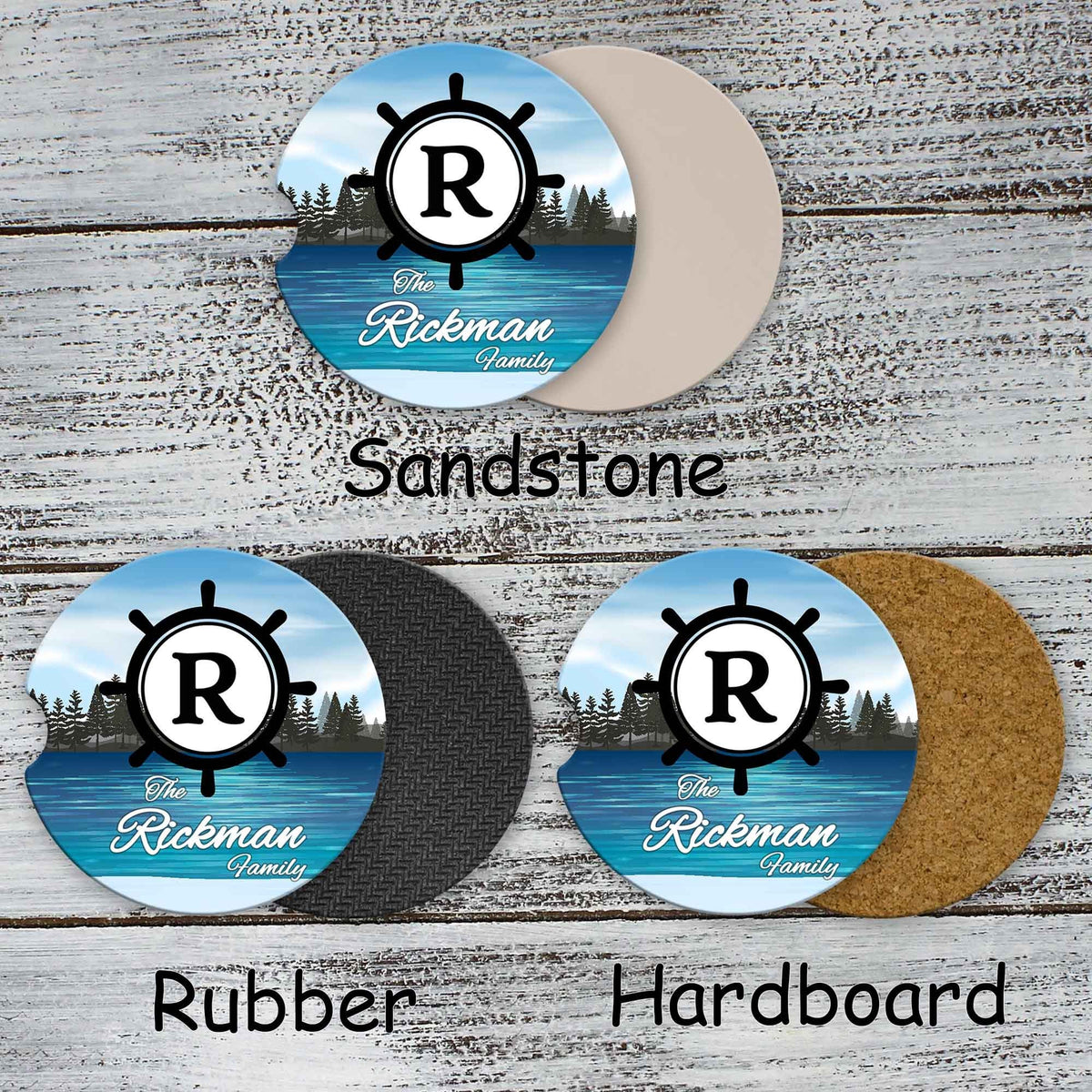 Personalized Car Coasters | Custom Car Accessories | The Lake | Set of 2