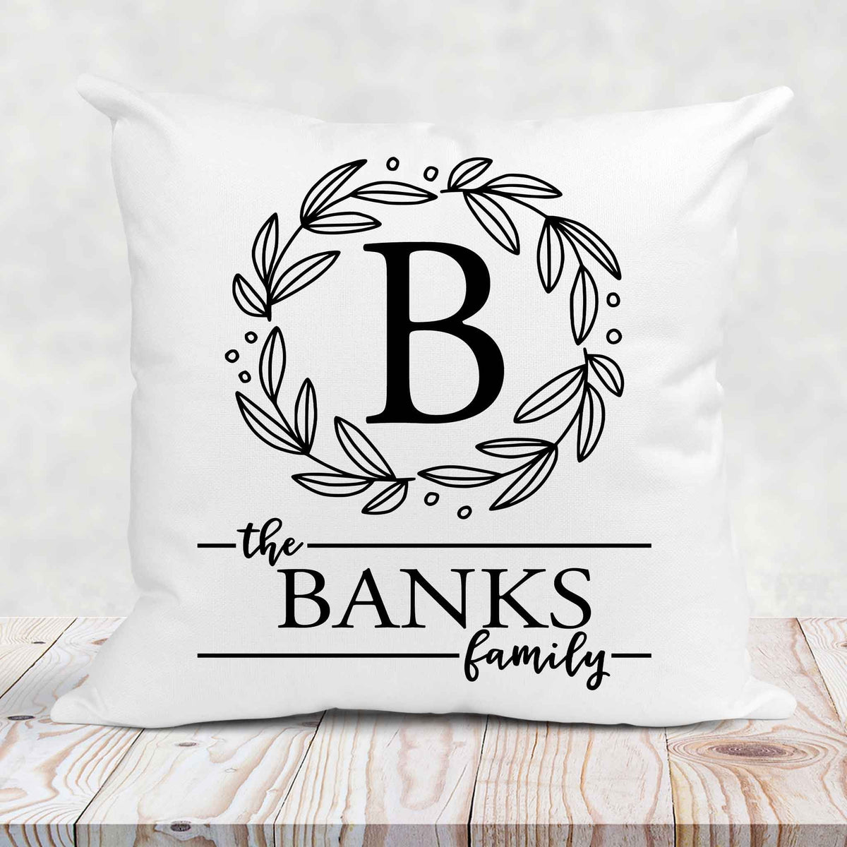 Personalized Throw Pillow | Custom Decorative Pillow | Family Leaf Monogram
