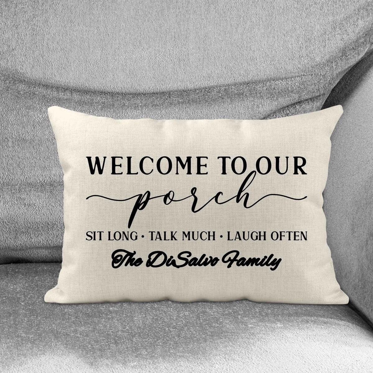 Personalized Lumbar Pillow | Custom Decorative Pillow | Welcome to our Porch