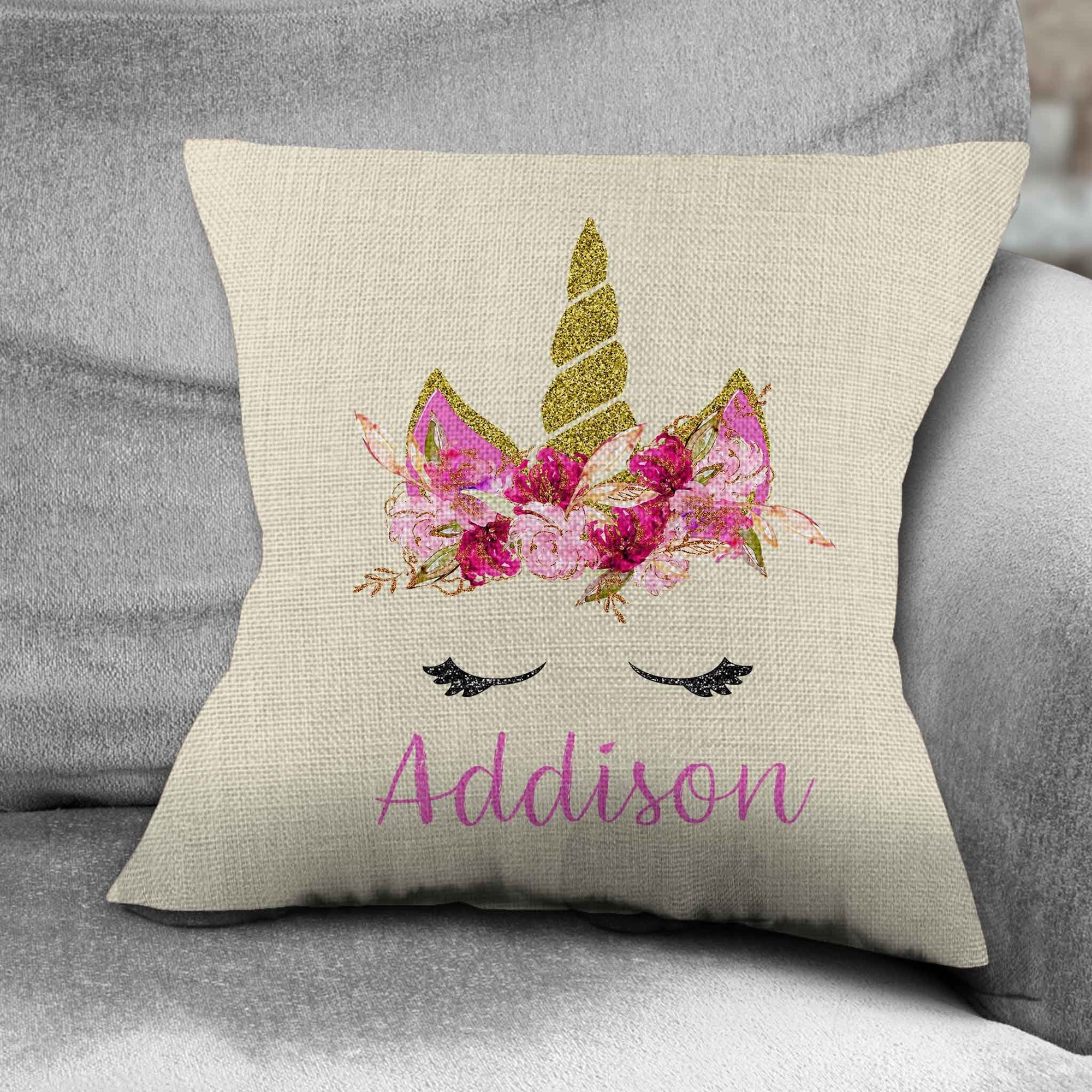 Personalized Throw Pillow | Custom Decorative Pillow | Spring Unicorn