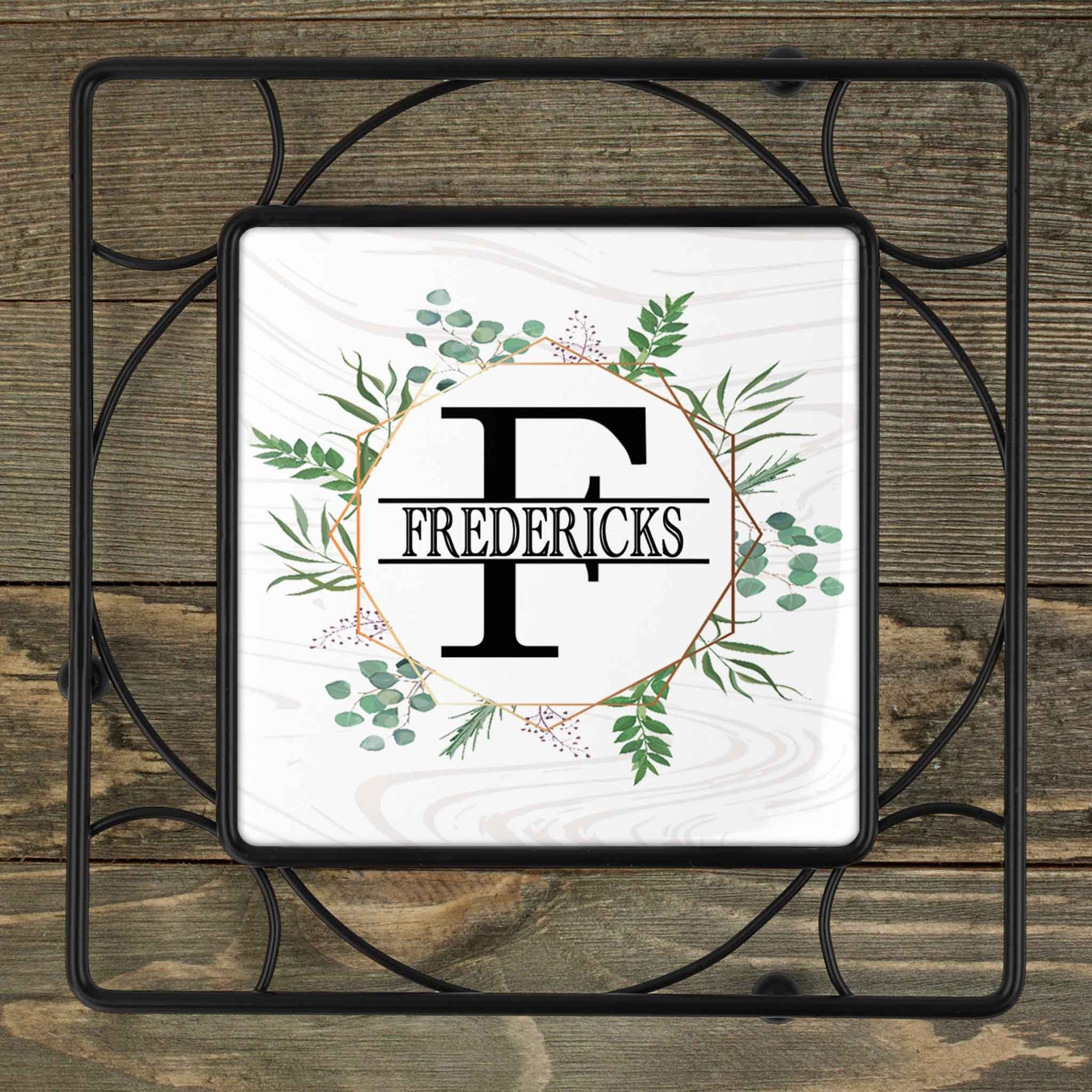 Personalized Iron Trivet | Custom Kitchen Gifts | Spring Wreath