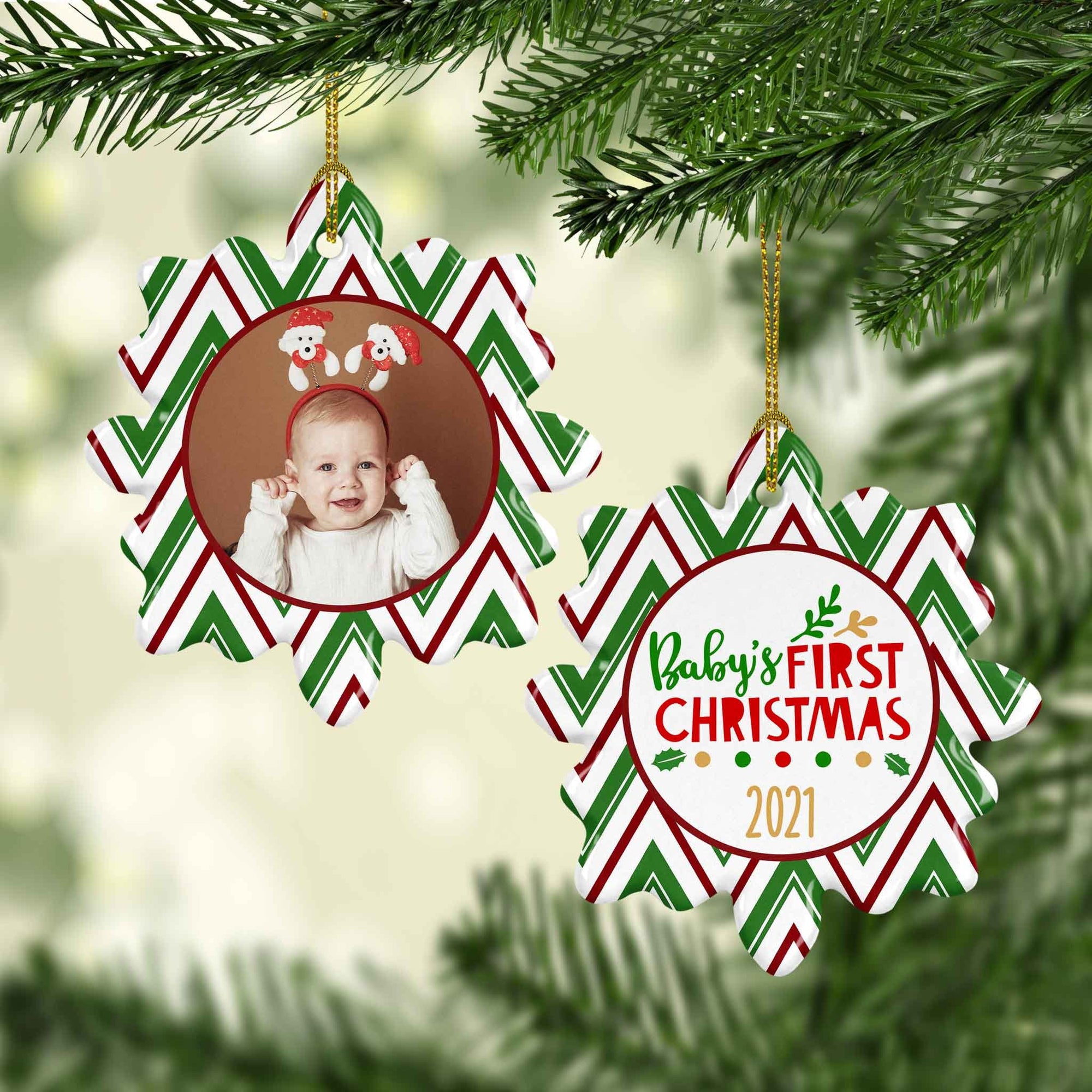 Photo Holiday Ornaments | Personalized Christmas Ornaments | Babys First Christmas Snowflake