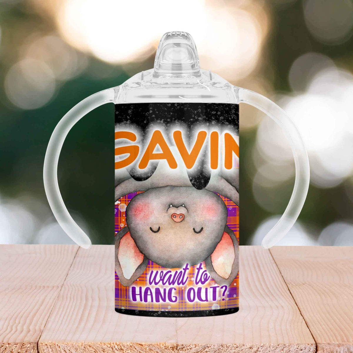 Custom Sippy Cup | Personalized Toddler Cup | Baby Gifts | Halloween Bat Hang Out