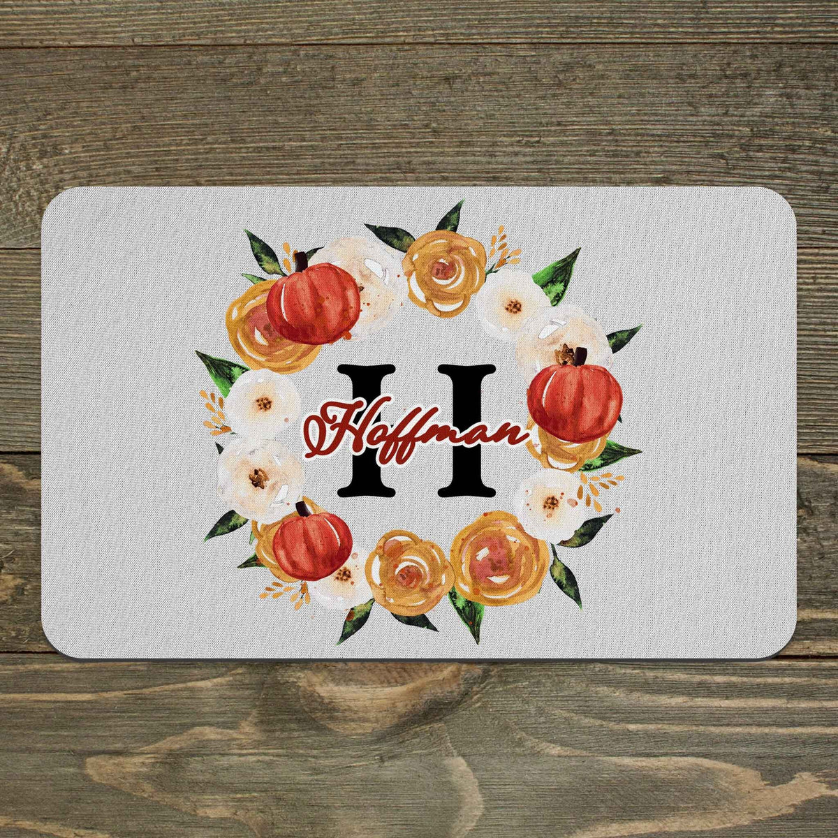 Custom Placemats | Personalized Dining and Serving | Fall Watercolor Wreath