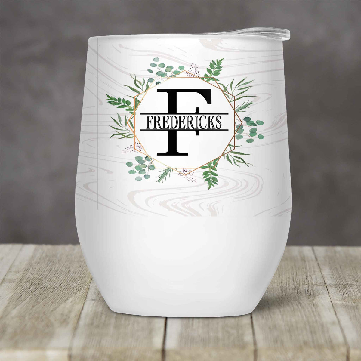 Personalized Stemless Wine Tumbler | Custom Wine Gifts | Wine Glass | Spring Wreath