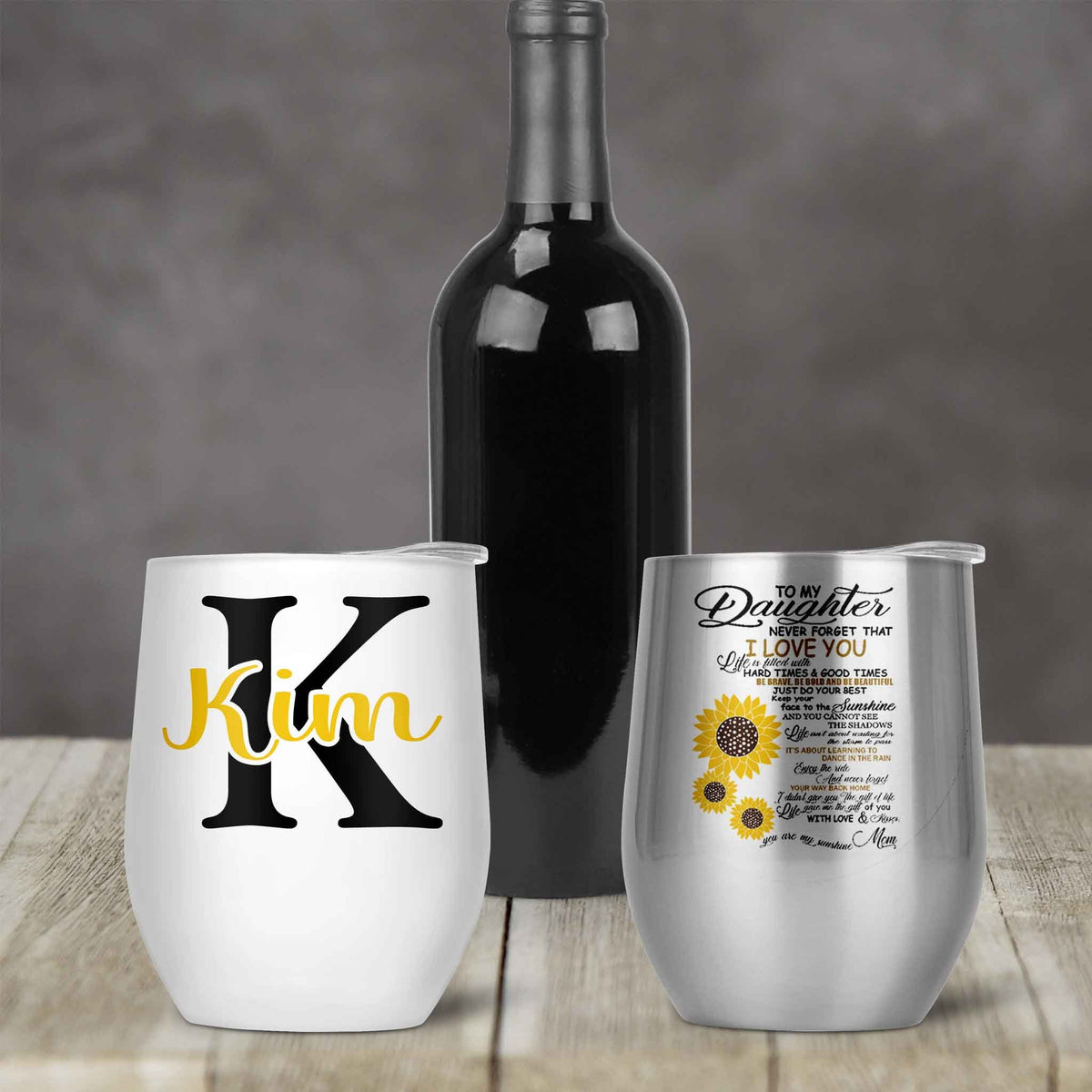 Personalized Stemless Wine Tumbler | Custom Wine Gifts | Wine Glass | To My Daughter