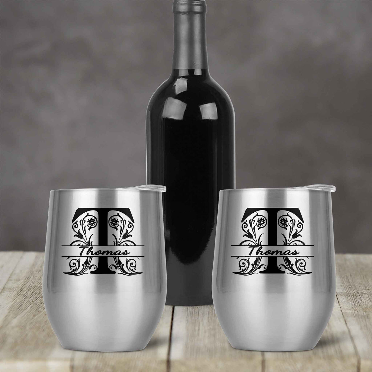Personalized Stemless Wine Tumbler | Custom Wine Gifts | Wine Glass | Regal Monogram