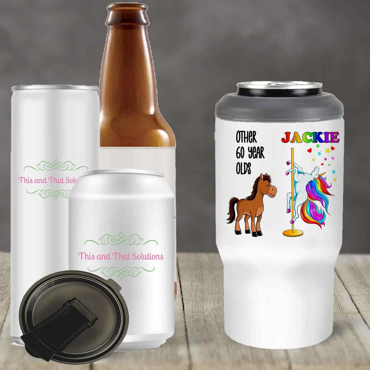 Custom Skinny Beverage Insulator | Personalized Tumbler | Unicorn Birthday Dancer