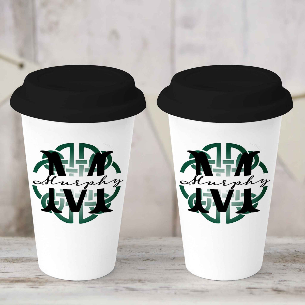 Custom Coffee Tumbler | Personalized Coffee Travel Mug | Celtic Knot