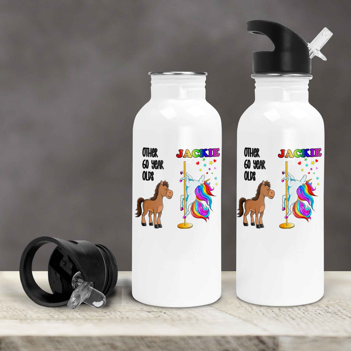 Personalized Water Bottles | Custom Stainless Steel Water Bottles | 20 oz | Unicorn Birthday Dancer