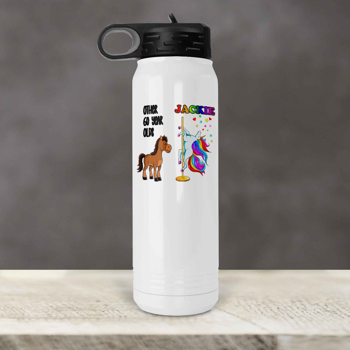 Personalized Water Bottles | Custom Stainless Steel Water Bottles | 20 oz | Unicorn Birthday Dancer