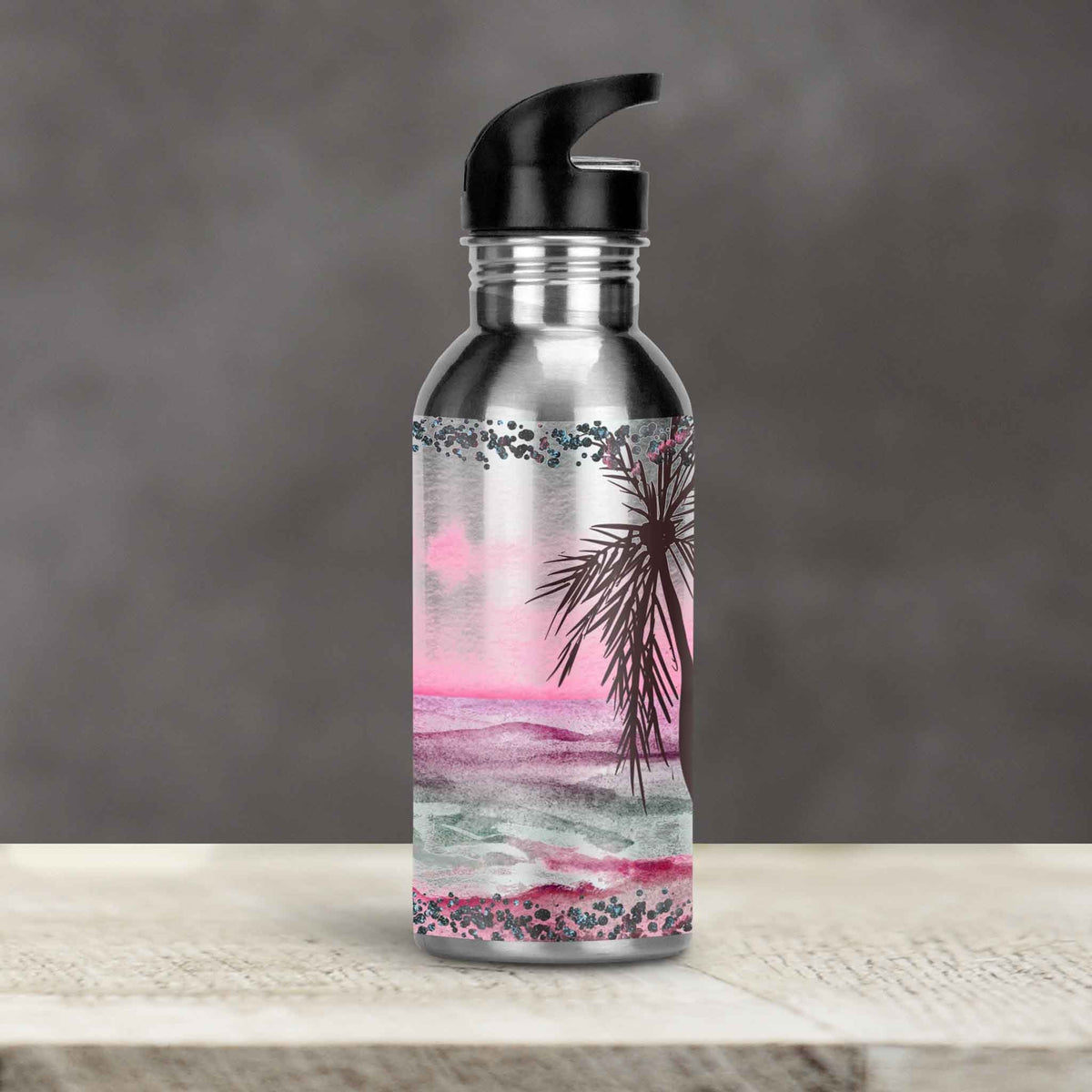Personalized Water Bottles | Custom Stainless Steel Water Bottles | 30 oz | Pink Beach