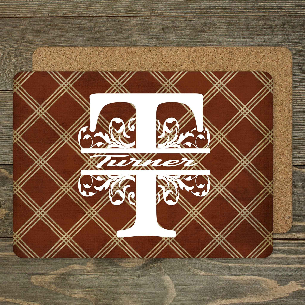 Custom Placemats | Personalized Dining and Serving | Brown Argyle