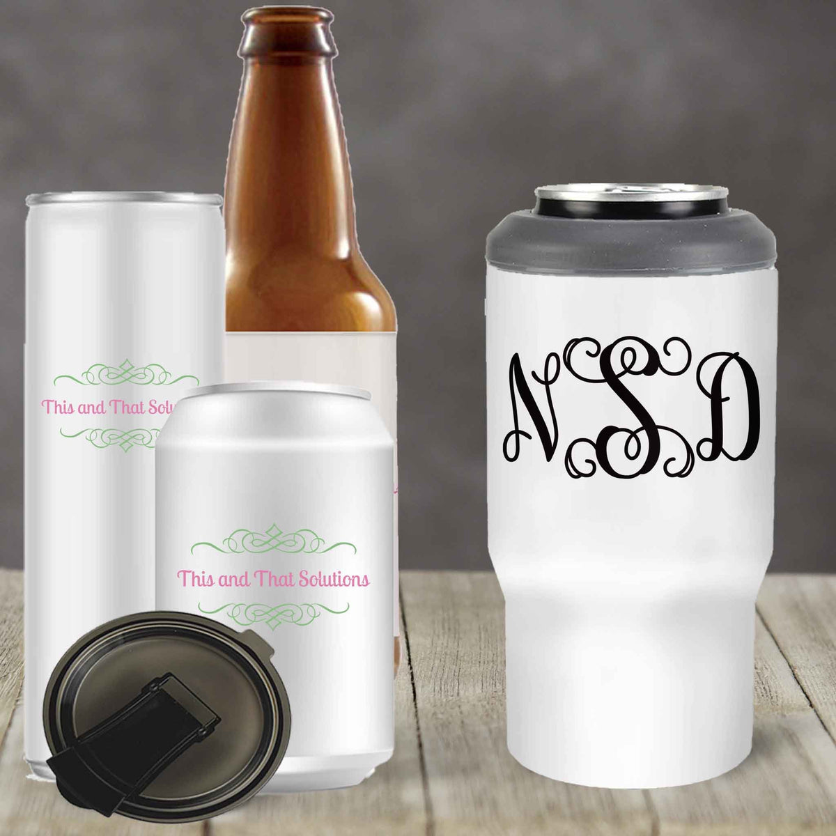 Custom Skinny Beverage Insulator | Personalized Tumbler | Vine Monogram