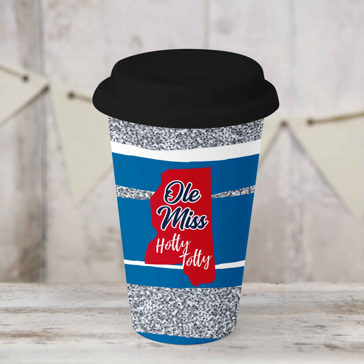 Custom Coffee Tumbler | Personalized Coffee Travel Mug | Ole Miss Glitter