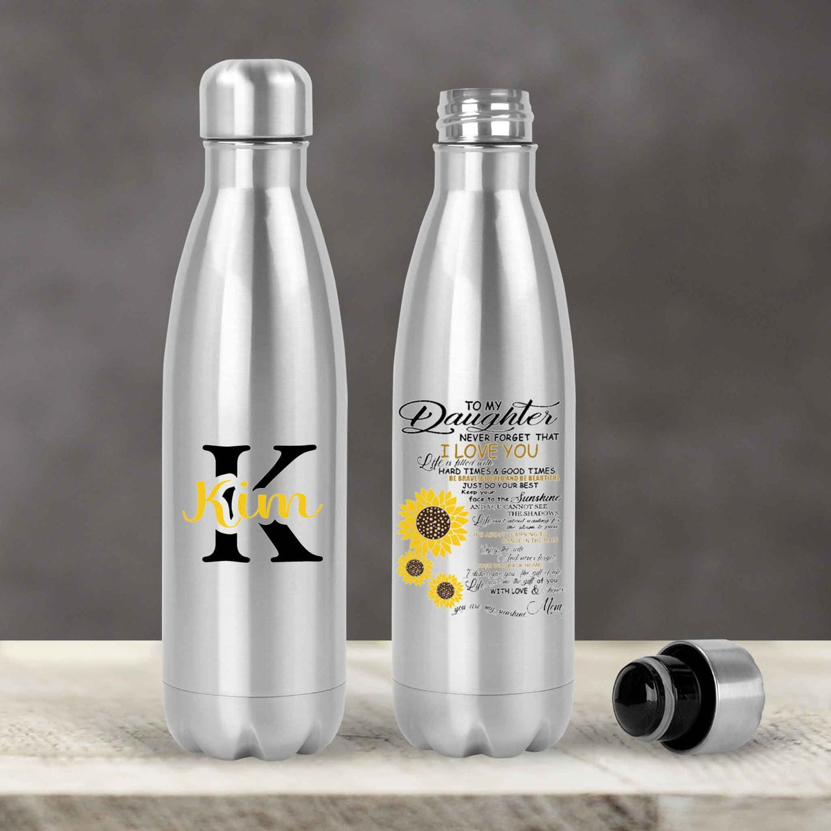 Personalized Water Bottles | Custom Stainless Steel Water Bottles | 17 oz Soda | To My Daughter