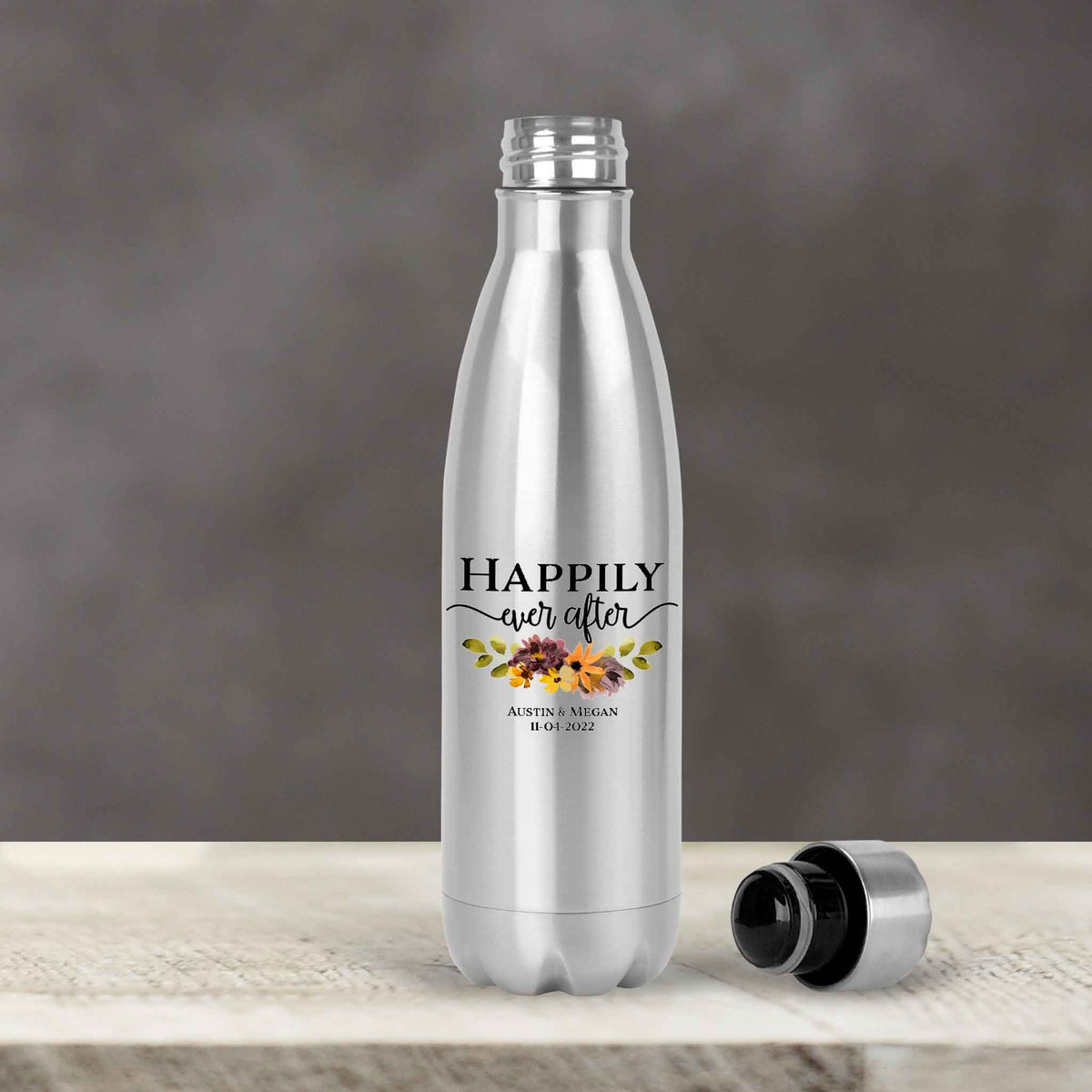 Personalized Water Bottles | Custom Stainless Steel Water Bottles | 30 oz | Happily Ever After Fall Floral